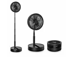 Inklapbare Ventilator Zwart - Telescopische Bureau en Vloerventilator - 8000mAh Oplaadbare Accu - Stille Ventilator met 4 Snelheden - Draagbare Fan voor Thuis Kantoor en Reizen