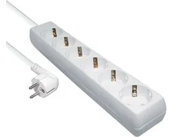 Nedis Power strip avec 6 contacts / blanc - 3 mètres