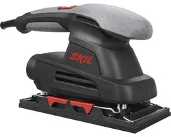 SKIL Ponceuse vibrante 160W - Ponceuse - Surface de ponçage 92 x 185mm - Aspiration des poussières - Avec pinces et fixation auto-agrippante - 3 feuilles abrasives incluses - Skil 7338 AA