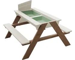 Table de pique-nique Sunny Dave Sable & Eau en Beige pour enfants - Table de pique-nique multifonctionnelle avec 2 bacs en plastique amovibles - Bois FSC