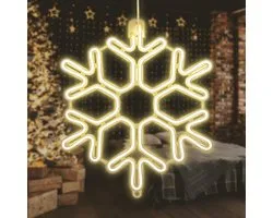 Lumière Néon LED Flocon de Neige 40 cm - Lumière de Noël Décoratives pour Intérieur et Extérieur - Blanc Chaud