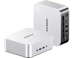 AOOSTAR MACO Mini PC Barebone (Geen RAM, Geen SSD), AMD Ryzen 7 H255 8 Cores Max 4.9GHz, 2*USB4 + HDMI + DP Quad Screen Display, WiFi 6, 2*USB3.2, 1USB3.0, 1USB2.0, 2*2.5G LAN, 1*OCuLink, Vingerafdruk Ontgrendeling - EU Stekker
