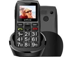 Artfone C1+ - Téléphone 4G - Incl. Carte SIM Lebara - Téléphone portable senior - incl. Guide étape par étape - Fonction SOS - Gros boutons - Protection antichute - Téléphone senior - Téléphone portable senior 4G - Station de recharge