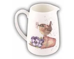 Wrendale Designs Mini Porcelain Milk Jug Fence King & Violets approx. 100ml Fine Bone China handle holds approx. 8cm H for serving with tea & coffee or arranging small wildflowers