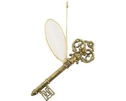 Kaemingk kersthanger sleutel met vleugels goud brons 14,5 cm
