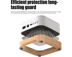 Standaard voor Mac Mini M4/M4 Pro (2024) – stabiel met stoffilter, geoptimaliseerde warmteafvoer, praktische toegang tot de aan/uit-knop