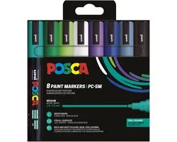 Uni POSCA paintmarker PC-5M | 1 | 8 - 2 | 5 mm | etui van 8 stuks in koude kleuren