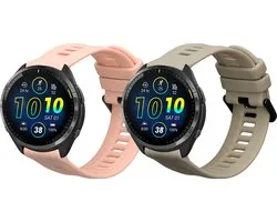 kwmobile 2x horlogebandjes geschikt voor Garmin Forerunner 965 / 965 Solar / Forerunner 955 bandje - Smartwatch bandjes van TPU - Activity tracker horloge band in grijs / donkerroze