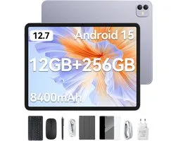Blackview LINK 8 Tablet - Octa Core G100 Tablet - 12.7 Inch - 36 GB RAM + 256 GB ROM - Android 15 Tablet - Met Toetsenbord(QWERTY), Beschermhoes, Muis, Stylus - 8400 mAh - 90 Hz 2K FHD Scherm - Widevine L1 - 5G WiFi - Gezichtsherkenning - Paars