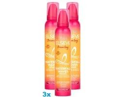 L’Oréal Elseve Dream Long Waterfall Waves Mousse – 3 x 200 ml – Pour Cheveux Longs Ondulés – Tenue 24H