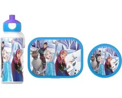 Mepal Lunchset (pop-up fles. lunchbox & fruitbox) Campus - 400 + 750 + 300 ml - Broodtrommel en Drinkbeker voor kinderen - Bento box - Pop-up drinkfles - Frozen Friends