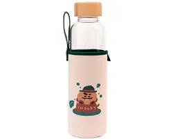 Bt21 Drinkfles Shooky 500 Ml 7 X 23,5 Cm Glas Transparant/beige