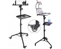 Support pour projecteur White-Label® – Support pour projecteur avec support pour ordinateur portable – Support réglable – Avec roulettes – Zwart