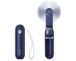 JISULIFE mini handventilator – Draagbaar – USB oplaadbaar – Opvouwbaar – 14-21 uur batterij – Met powerbank en zaklamp – Blauw