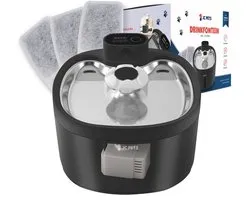 JC Pets Fontaine à eau sans fil en acier inoxydable de Premium pour chat ou chien – Comprend 3 filtres – Fontaine pour chat – Silencieuse – Fontaine à eau Chats et Chiens