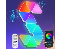 Lampe murale Triangle RGB Rosnek pour intérieur avec Wi-Fi, application, télécommande et compatibilité Google Home et Alexa - USB 5 V - Idéale pour les gamers et comme lampe d'ambiance dans la chambre - Lot de 3