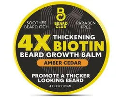 Beard Club Biotin Beard Balm voor Mannen (Amber Cedar) – Baardgroei Balsem met Biotine, Shea Butter, Castorolie & Kokosolie – Hydraterende Beard Cream voor Zachte en Verzorgde Baard