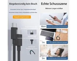 USB-C naar USB-C Kabel 60W 20V/3A Oplaadkabel Snellaadkabel Datakabel Compatibel met Huawei MateBook 13/14/D14/D15/16s/D16, MateBook X Pro, MatePad 11/Pro, Mate 50/60 Serie enz. (2m/Zwart)