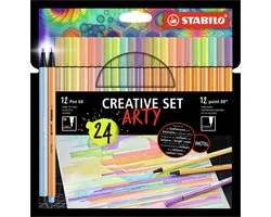 STABILO ARTY Creative Set - Set Pen 68 & Point 88 Pastel - Combi Arty Etui Met 24 Stuks