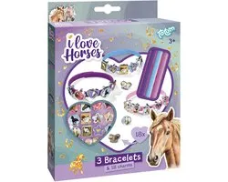 Totum paarden 3 schuif armbandjes maken met 18 bedels - I love horses - speelgoed meisjes jongens vanaf 3 jaar cadeautip