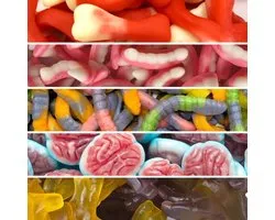 Mijn Snoepgoed - Mélange de bonbons d'Halloween halal - 1 kilo - Os - Araignées - Dentiers - Cerveaux - Serpents