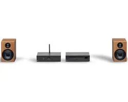 Pro-Ject True HiFi Stereo Set E CD - Système HiFi complet - Lecteur CD - Amplificateur stéréo - Deux enceintes - Zwart/ Zwart/ Noyer