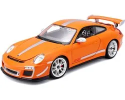 Bburago Porsche 911 - Modelauto - Schaal 1:18 - Oranje/Zilver