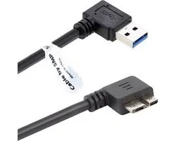 OneOne 0,23m Micro USB 3.0 kabel. Haaks links en haaks rechts. Micro USB B datakabel past op Externe harde schijf van Seagate, LaCie, Toshiba, Verbatim, Transcend, Adata, Buffalo, WD Elements / Western Digital