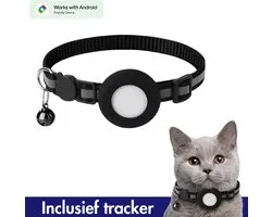 Kat tracker voor Android - Loshall - Compatibel met Android Find My Device - Halsband inclusief tracker voor Android - Bluetooth tracker - Google Find Hub - Onbeperkte lokalisering - Met geluidssignaal - Waterdicht - Zwart