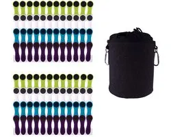trendfinding 96 wasknijpers Soft Grip Soft Touch Soft Touch Softtouch (wit, blauw, groen, paars) en 1 wasknijperzak zwart van denim