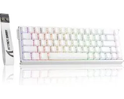 ATTACK SHARK X68MAX HE - Magnetic Switch Wired Gaming Toetsenbord - CNC Aluminium - 68keys - RGB - Side Printed PBT Keycaps - Decorative Lanyard - 8Khz - 0.005mmRT - 0.08ms - White Contour Line
