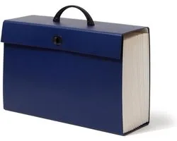 Smead Draagbare uitbreidende File Box, 19 zakken, blanco tabbladen, bedrukte labels, vergrendeling sluiting, wettelijke grootte, blauw (70806)