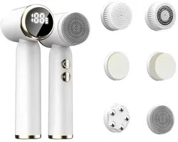 Kraftverdia® - Nettoyant visage électrique - Brosse visage - Soin du visage - Avec 5 têtes de brosse étanches - Pour nettoyer les points noirs, la kératine et masser le visage - Brosse nettoyante visage - Rechargeable - Appareil de massage facial