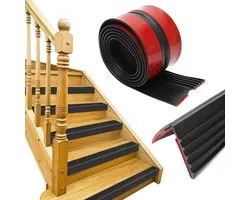 Trapneusprofiel zelfklevend 3 m - zwart rubber - antislip - valbescherming voor binnen en buiten - ShopVlot
