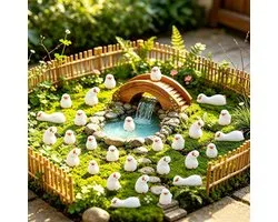 60 STKS Mini Hars Gans Beeldjes Kleine Gans Bulk Kleine Dier Beeldje Voor DIY Craft Gunsten Vulstoffen Tafelblad Woondecoratie