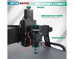 CNC Router No Controller - 40W Laser - 500W Spilmotor - 450x400x90 mm Werkgebied - Houtbewerking Metaalbewerking - Fijnmechanische Machine