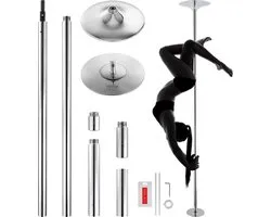 VEVOR Barre de danse professionnelle, Barre de danse de danse professionnel Env. 216,3-270 cm de hauteur réglable Barre de fitness amovible Spinning Fitness Argent, Barre de danse statique Salles de sport
