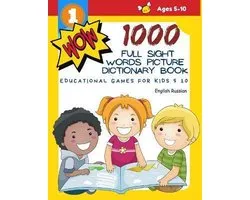 1000 Full Sight Words Picture Dictionary Book English Russian Educational Games for Kids 5 10