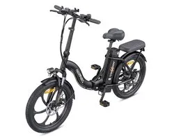 HillMiles MilePort 1 Vouwbare Elektrische Fiets 20 inch Fatband, 250W motor, 36V 13Ah batterij, bereik tot 100km, 7 versnellingen, voorvorkvering, mechanische schijfrem, voor woon-werkverkeer en stadsritten, Zwart