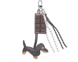 Dachshund keyring made of high-quality PU leather - unique roof head design, practical gift for animal lovers and decorative friends