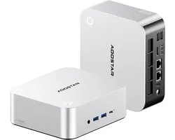 AOOSTAR MACO Mini-pc, AMD Ryzen 7 H-serie processor (tot 4,9 GHz), Radeon 780M-graphics, 24 GB DDR5 5600 RAM, 1 TB PCIe 4.0 SSD, OCuLink eGPU-uitbreiding, dubbele 2.5G LAN, wifi 6, USB4, ondersteuning voor vier schermen