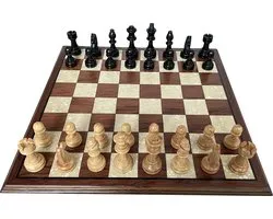 Handgemaakte houten schaakbord met schaakstukken - Luxe uitgave - Hoge kwaliteit - Schaakspel - Schaakset - Schaken - Volwassenen - Chess - 40 x 40 cm
