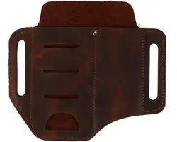 Ronte - Leren holster met riemlus en molle, tactische tas voor zaklamp, multitool, pen - Outdoor essentials - Bruin