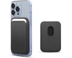 Magnetische pasjeshouder geschikt voor alle iPhone en Magsafe hoesjes - Magsafe Wallet - Kaarthouder pasjes - Magsafe pasjeshouder - Magsafe Kaarthouder geschikt voor iPhone 12/13/14/15/16 (Pro/Pro Max/Plus/Mini) - Pu Vegan Leer - Zwart