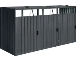 AXI Owen metalen Containerombouw Antraciet - Kliko ombouw voor 3 afvalcontainers – Max. 240L – Goede ventilatie