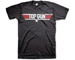 Top Gun T-shirt met verweerd logo, zwart