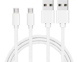 2x Câble Micro USB vers USB A Nylon Tressé Argent Wit - 1 mètre - Câble de chargement pour Samsung Galaxy Tab A 8.0 2019 : écran 8 pouces , références : SM-T290/ SM-T295