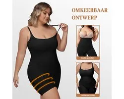 MEETHOO Shapewear voor dames in grote maten - Full Bodysuit - Seamless - Shapewear - Corrigerende bodysuit dames- Shaper - Corrigende ondergoed - Butt & Chest Lift - Omkeerbaar-Zwart-3XL