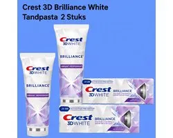 Crest 3D Brilliance White Tandpasta – 121 g (2 pièces) – Dentifrice Blanchissant Avancé – Élimine les Taches de Surface, Éclaircit les Dents & Offre un Sourire Blanc Éclatant et Sain