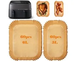 Bakpapier Voor Philips Airfryer 3000 NA350/00 – Heißluftfriteuse Accessoires 120 Stuks – BPA-Vrij – Levensmiddelencertificaat – Hittebestendig Tot 232°C – 5 cm Hoge Rand – Voor Dual Basket 3000 & 5000 Serie